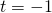 t = -1
