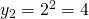\ y_2=2^2=4